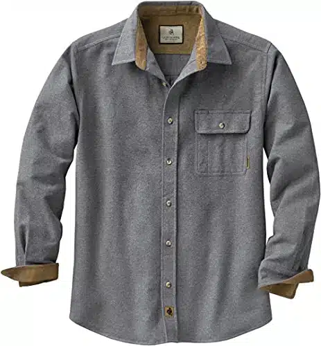 Legendary Whitetails Men's Standard Buck Camp Flannel Solid Shirt, Charcoal Heather, Large