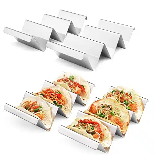 ARTTHOME. Taco Holders Packs   Stainless Steel Taco Stand Rack Tray Style, Oven Safe for Baking, Dishwasher and Grill Safe
