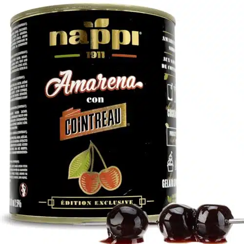 Amarena Cherries in Cointreau Infused Syrup (lb) kg can   Exclusive Edition, Perfect for Cocktails, Desserts, and Ice Creams, Product of Italy, Nappi
