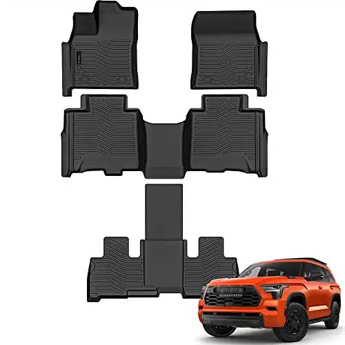 Auxko All Weather Floor Mats Fit for Toyota Sequoia TPE Rubber Liners Set Sequoia Accessories All Season Guard Odorless Anti Slip Floor Mats