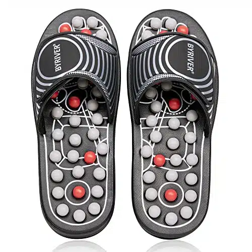 BYRIVER Plantar Fasciitis Relief Slippers Sandals Shoes Massager Stretcher for Men Women, Foot Care Relaxation Health Wellness Gifts for Mom Dad, Lower Back Heel Arthritis Pain Relief ()