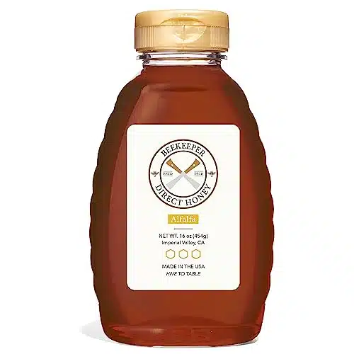 Beekeeper Direct Unfiltered Honey   Real Raw Alfalfa Honey   All Natural Non GMO Pure Gourmet Honey   Local California Honey (lbs Squeeze Bottle)