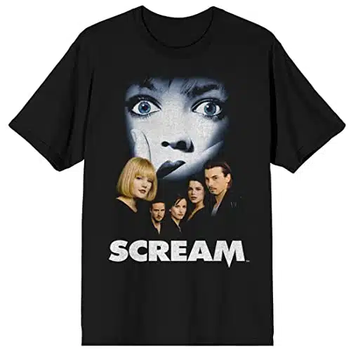 Bioworld Scream Distressed Movie Poster Crew Neck Short Sleeve Women's Black T Shirt Medium