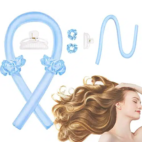 CORATED Heatless Curling Rod Headband, No Heat Curl Ribbon with Hair Clips and Scrunchie, Sleeping Curls Silk Ribbon Hair Rollers, Overnight Hair Wrap Curls Styling Kit for Long and Medium Hair