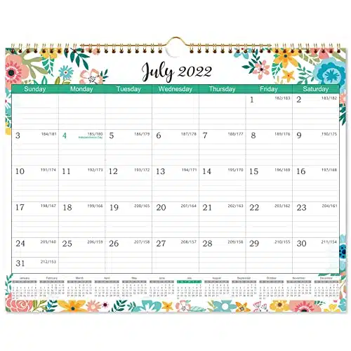 Calendar   all Calendar, July to June , x Inches, onths Calendar, Wall Calendar with Twin Wire Binding, Hanging Hook, Large Blocks and Julian Dates