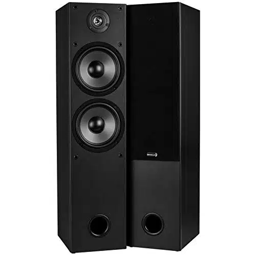 Dayton Audio TDual oofers and Dome Tweeter ay Tower Speaker Pair   Inches Tall   atts RMS, atts Max, Ohms Impedance (to Ohms Compatible)