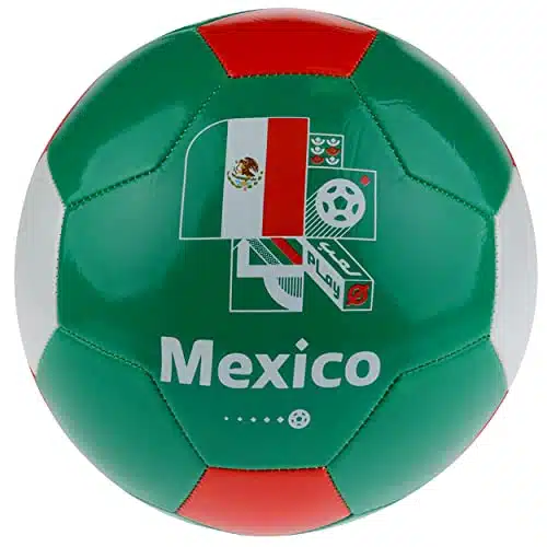 FIFA World Cup Qatar Team Mexico Soccer Ball Souvenir Display, Officially Licensed Futbol for Youth and Adult Soccer Players, Multicolor