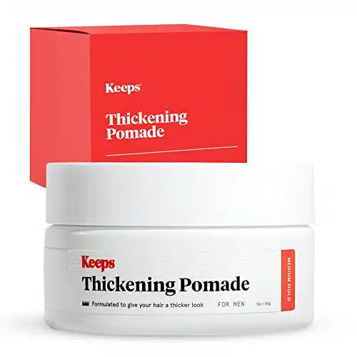 Keeps Matte Thickening Hair Pomade for Men, Medium Hold   Natural Ingredients for Thicker Fuller Looking Hair   Biotin, Caffeine, Green Tea & Saw Palmetto   All Day Hold For All Hair Styles