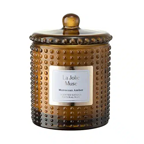 LA JOLIE MUSE Moroccan Amber Candles for Home Scented, Candles Gifts for Women & Men, Luxury Glass Jar Candles, Natural Soy Candles, Hours Long Burning, oz
