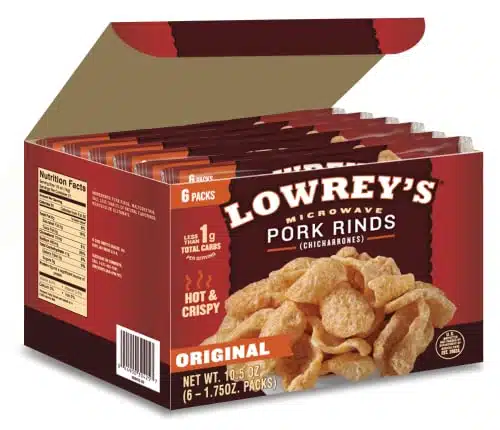 Lowrey's Bacon Curls Microwave Pork Rinds (Chicharrones), Original, Ounce (Pack of )