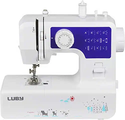 Luby Sewing Machine with Built in Stitches & Free Arm, Portable, Lightweight, Suitable for Small Projects, Blue