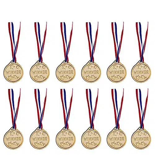 Pack   Gold Winter Olympic Award Winner Medals for Kids Bulk   Olympics Party decorations