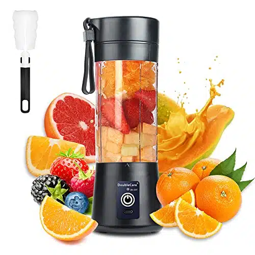 Portable Blender Cup,Electric USB Mini Juicer Blender For Shakes and Smoothies, Juice,ml, Six Blades Great for Mixing,Black