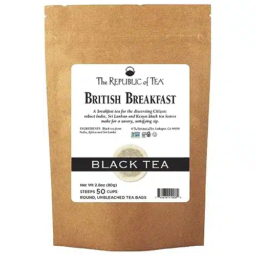 The Republic of Tea British Breakfast Black Tea, Tea Bags, Gourmet Blend, Non Gmo Project Verified