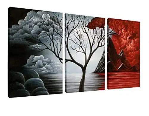 Wieco Art The Cloud Tree Wall Art Oil PaintingS Giclee Landscape Canvas Prints for Home Decorations, Panels