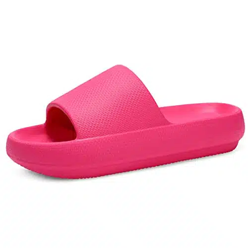 welltree Slides for Women Men Pillow Slippers Non Slip Bathroom Shower Sandals Soft Thick Sole Indoor and Outdoor Slides,Rose Pink,omenen