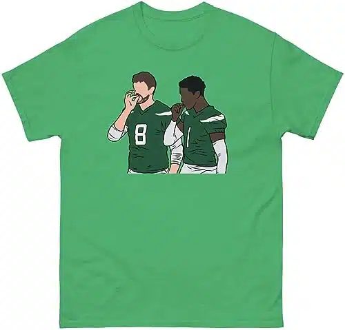 Aaron Rodgers and Sauce Gardner Handshake New York T Shirt (Large, Green)