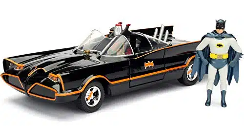 Classic TV Series Batmobile Die Cast Car with Batman and Robin Figures, Toys for Kids and Adults