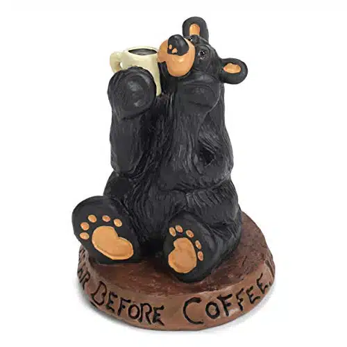 DEMDACO Bearfoots by Jeff Fleming Coffee Bear Black Bear x Hand cast Resin Figurine Sculpture