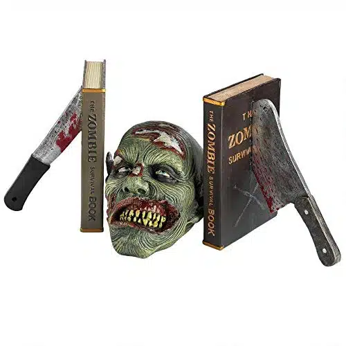 Design Toscano Dead Read, Bloody Zombie Sculptural Bookends, inch