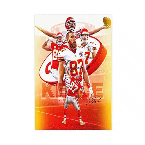 Fyzuf Travis Kelce Sports Canvas Poster Wall Art Decor Print Picture Paintings for Living Room Bedroom Decoration Unframe style xinch(xcm)
