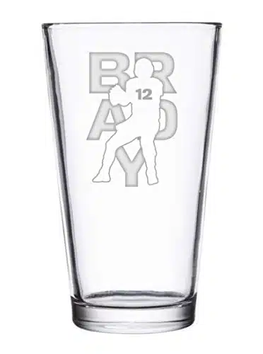 Hat Shark Football Sports Athletic Player   Laser Engraved Pint Glasses for Beer, oz Stein (Brady #)
