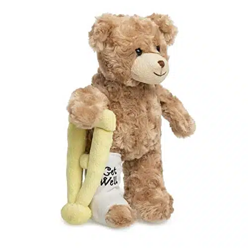 Jolitee Bear with Broken Leg Gifts Kids, Get Well Gifts for Kids with Broken Leg, Teddy Bear with Crutches for Surgery