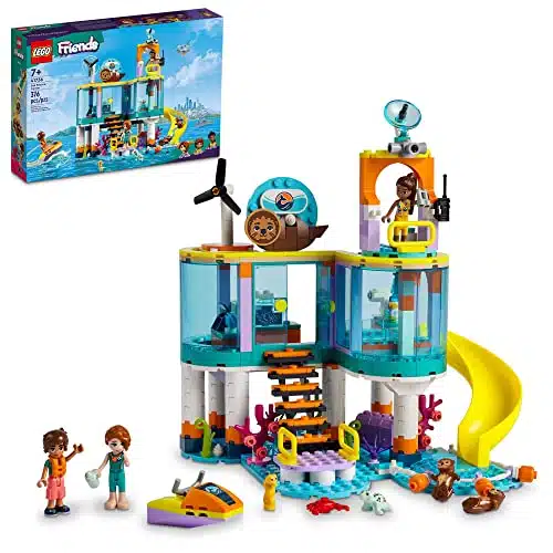 LEGO Friends Sea Rescue Center Building Toy for Ages +, with ini Dolls, Otters, a Seahorse, Turtle and Water Scooter, a Great Birthday Gift for Pretend Ocean Rescue Play