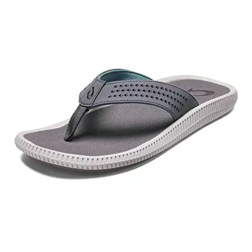 OLUKAI Ulele Men's Beach Sandals, Quick Dry Flip Flop Slides, Water Resistant Suede Lining & Wet Grip Soles, Soft Comfort Fit & Arch Support, StoneStone,