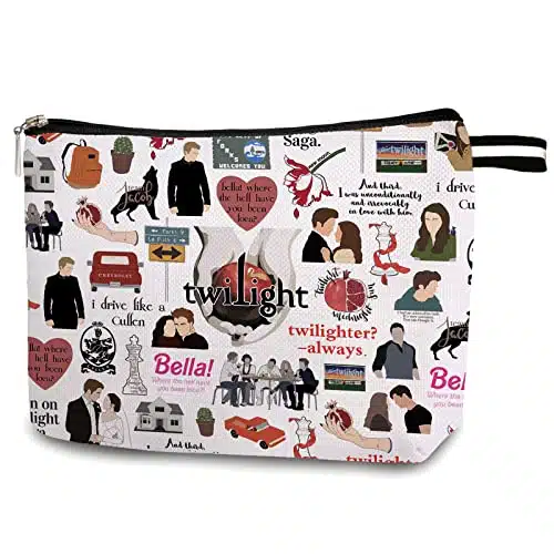 SUNFYCN Twilight Saga Makeup Bag,Bella Edward Vampire Gift,Twilight Merchandise Cosmetic Bag,TV Show Inspired Gifts for Movie Fans Girls Women (Bella Where The Hell Have You Been Loca) CB