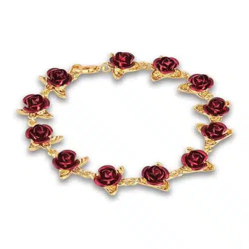 The Danbury Mint A Dozen Roses Bracelet  Women's Bracelet  Rose Link Bracelet   Rose Gifts for Women  Rose Jewelry  Flower Jewelry Features Detailed Roses  #