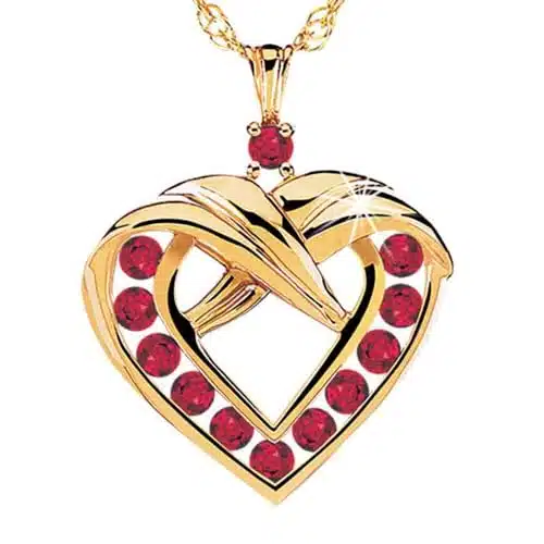 The Danbury Mint A Dozen Rubies Heart Pendant   Romantic Jewelry Gift   Heart Gifts for Women   Heart Jewelry for Her   Heart Necklace   Ruby Jewelry #