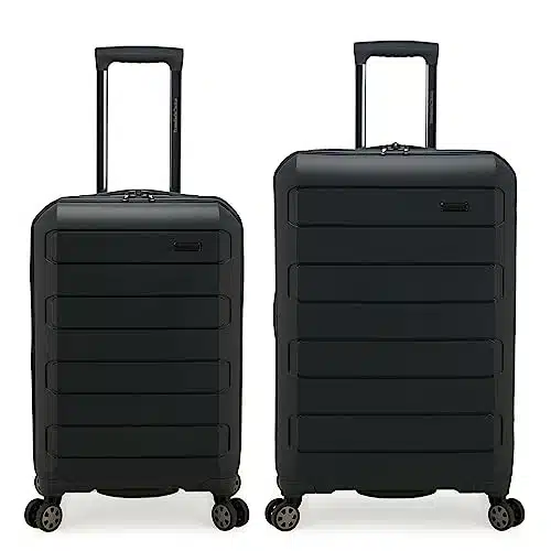Traveler's Choice Pagosa Indestructible Hardshell Expandable Spinner Luggage, Black, Piece Set