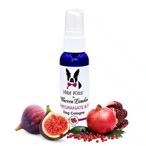 Warren London   Wet Kiss Dog Cologne, Long Lasting Dog Spray, Dog Deodorant to Remove Odor from Stinky Dogs, Pomegranate & Fig, Ounce Bottle