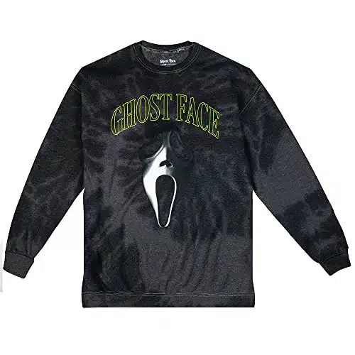Bioworld Ghostface Neon Green Letters Men's Black Spiral Dye Sweatshirt XXL
