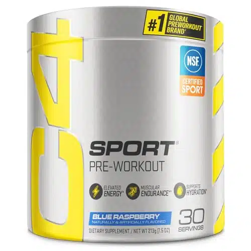 Cellucor CSport Pre Workout Powder Blue Raspberry   Pre Workout Energy with Creatine + mg Caffeine and Beta Alanine Performance Blend   NSF Certified for Sport Servings
