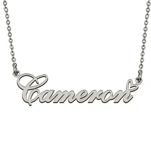 HUAN XUN Dainty Personalized My Name Necklace Silver Initial Pendant for Women Girls Cameron