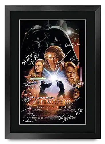 HWC Trading AFR Star Wars Episode III Revenge of the Sith The Cast Hayden Christensen Ewan McGregor Gifts Printed Poster Signed Autograph Picture for Movie Memorabilia Fans   AFramed