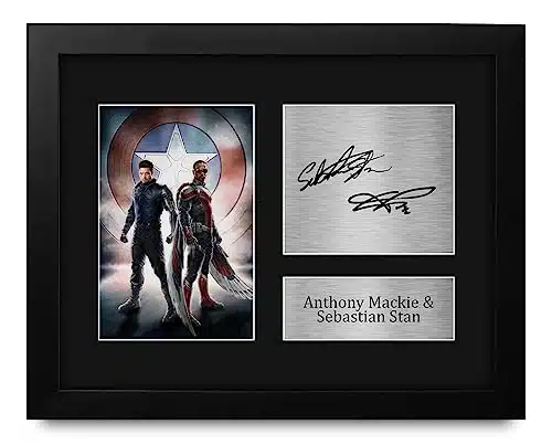 HWC Trading Anthony Mackie & Sebastian Stan The Falcon and the Winter Soldier Framed Gifts Printed Signed Autograph Picture for TV Show Fans   US Letter Size