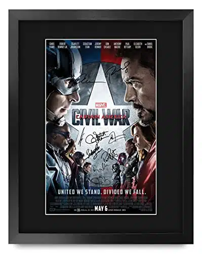HWC Trading Framed x Print   Captain America Civil War Chris Evans and Cast Gifts Mounted Printed Poster Signed Autograph Picture for Movie Memorabilia Fans