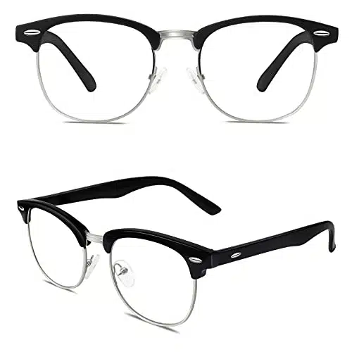 Happy Store CNVintage Inspired Classic Horn Rimmed Half Frame Nerd UVClear Lens Glasses,Matte Black