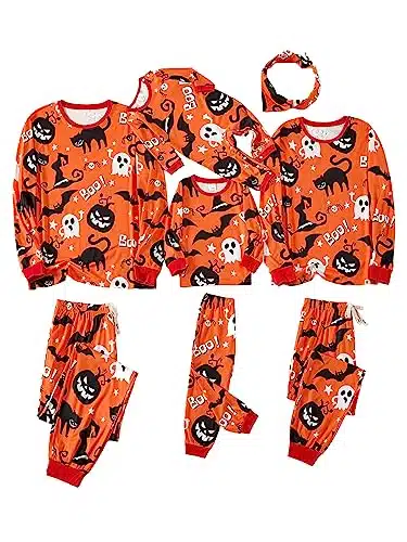IFFEI Family Matching Halloween Pajamas Sets Long Sleeve Pumpkins Print Piece Pjs Cute Sleepwear Jammies Baby Orange