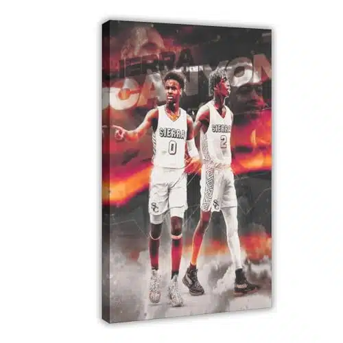 KEZONO Young High School Basketball Bronny James Zaire Wade Player Sports Poster Canvas Poster Bedroom Decor Sports Landscape Office Room Decor Gift Frame Framexinch(xcm)