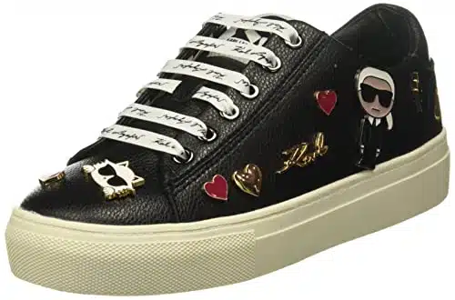 Karl Lagerfeld Paris Cate Shoes  Sneakers for Women with Iconic KLP Pins, Black,