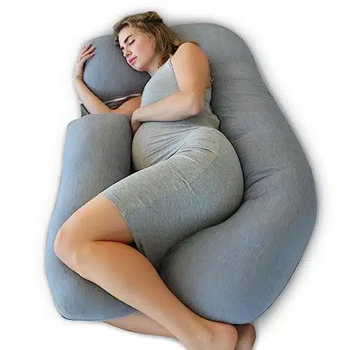 Pharmedoc Pregnancy Pillows, U Shape Full Body Pillow  Cooling Cover Dark Grey  Pregnancy Pillows for Sleeping  Body Pillows for Adults, Maternity Pillow and Pregnancy Must Haves