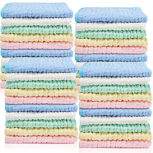 Tudomro Pcs x Inch Muslin Burp Cloths Absorbent Layers Baby Burp Rags Soft Burping Cloth Diapers Multicolor Muslin Washcloths for Newborn Boys Girls Baby Shower, Colors