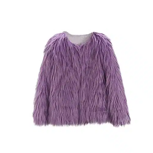 ZHICHUANG Girls Faux Fur Jacket Coat Winter Snowday Thick Warm Fashion Cool Clothes Years, Purple, Years