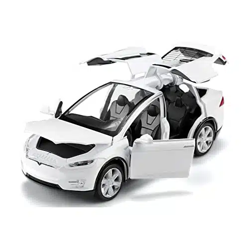 odel x Metal Die Casting Toy Car for to Year Old Boy Pull Back Car Toy with Sound and Lights (White)