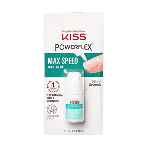 KISS PowerFlex Maximum Speed Nail Glue for Press On Nails, Super Strength Flex Formula Nail Adhesive, Includes One Bottle g (oz.) with Twist Off Cap & Nozzle Tip Squeeze Appli