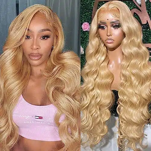 Loyom Honey Blonde Lace Front Wig Human Hair # Colored Human Hair Lace Front Wigs xBody Wave Glueless Lace Front Wigs Human Hair % Density Inch